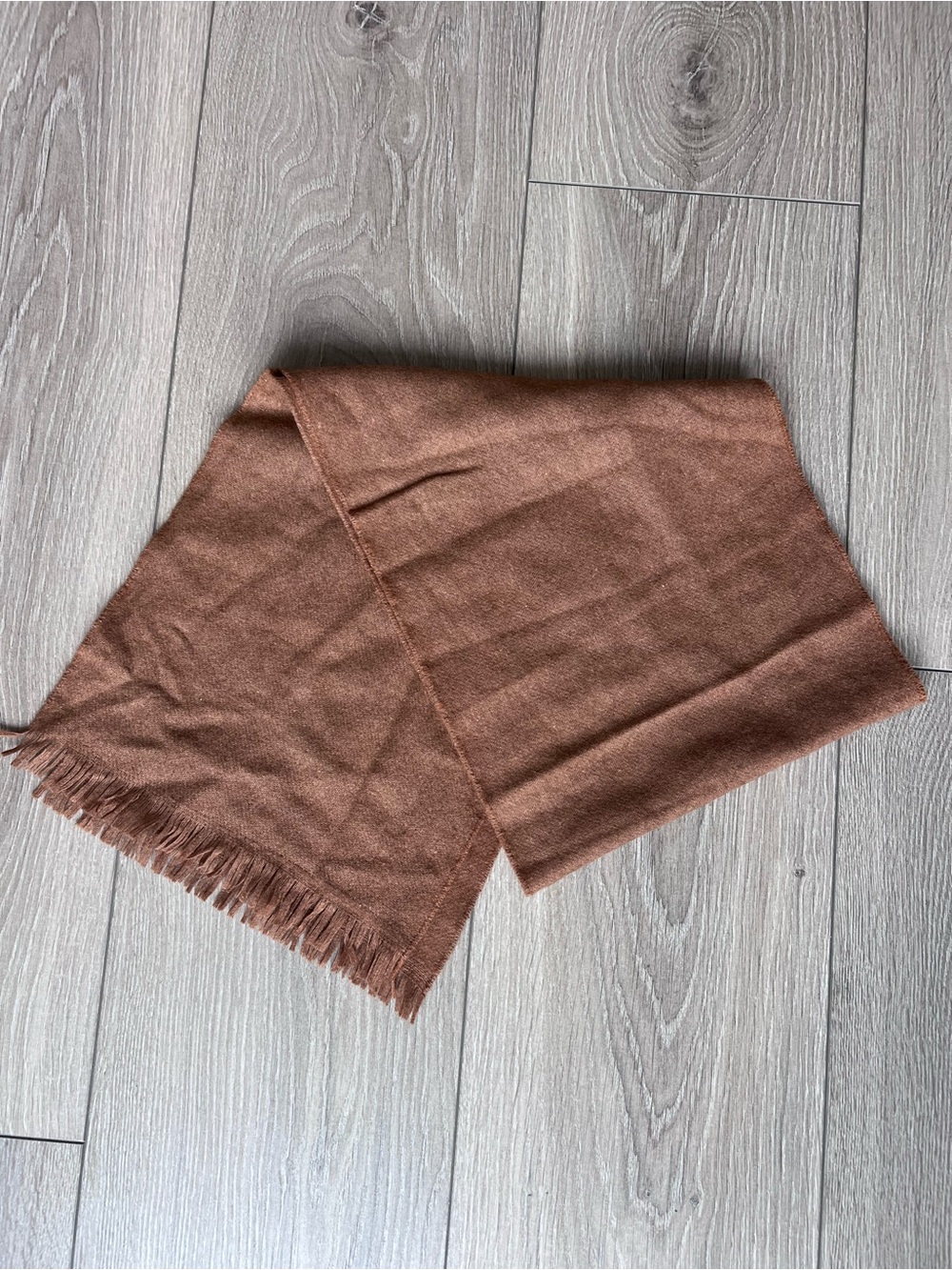 Myrall 100% Pure Cashmere Scarf beige, camel. Brown, Western Germany Fringe